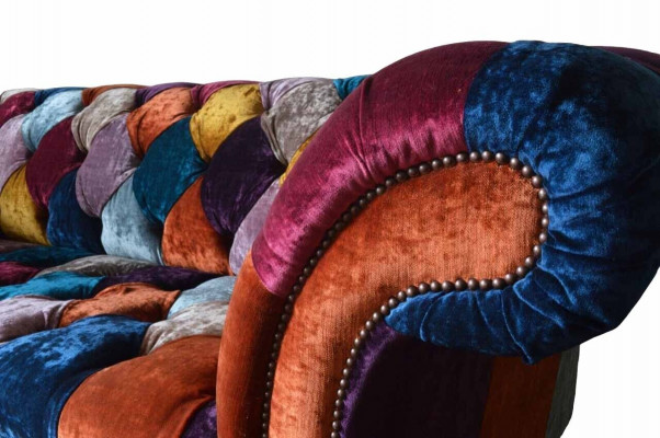 Chesterfield textilní pohovka Pohovka Pohovky Luxusní látka 3místná sedací souprava Design