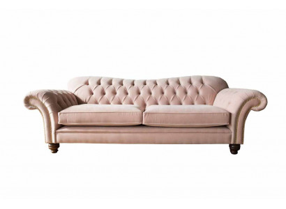 Pohovka 3místná Chesterfield sedačka Sedák Textilní látka Pink Přehozy
