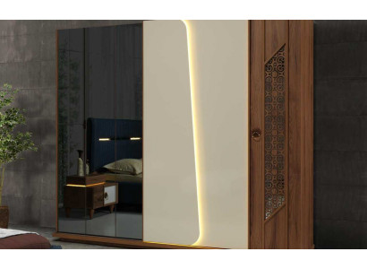 Šatní skříň hnědá luxusní nábytek italského designu pro ložnici.