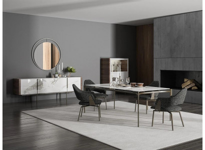 Luxus jídelní set 8 kusů nábytek jídelní stůl židle 4x dřevo nábytek komoda