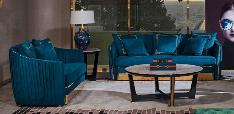 Sofa set 5-piece. Sedačka, stůl, pohovka, moderní pohovky, kůží.