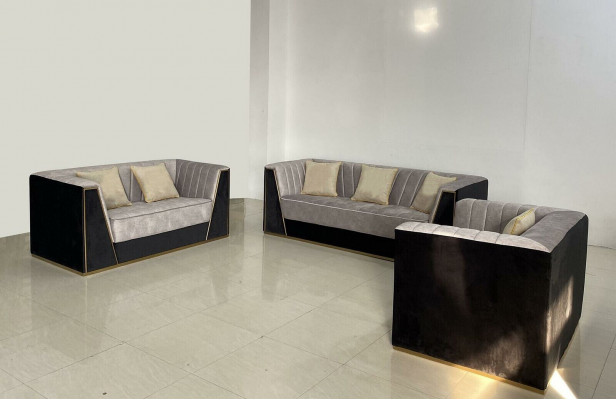 Pohovka 3místná luxusní textilní sedací soupravy velké polstrování designový nábytek třímístné