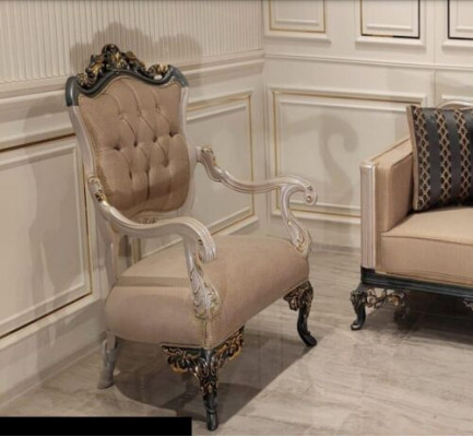 Křeslo - křeslo s uchy Design Pohovka Pohovka Textilní Baroko Obývací pokoj Látka Sedadlo