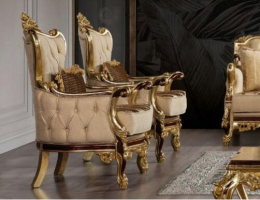 Křeslo Design Potahové pohovka Baroko Chesterfield Textil Obývací pokoj Nový Ušák.