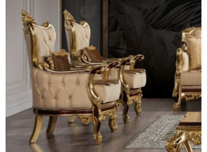 Křeslo Design Potahové pohovka Baroko Chesterfield Textil Obývací pokoj Nový Ušák.