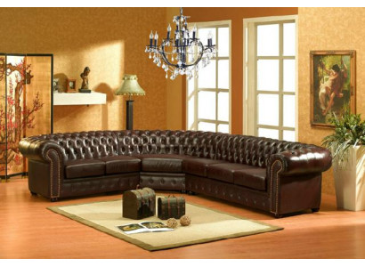 Klasický rohový Chesterfield sofa polstrovaný roh, kůže sofa sedadlo roh set