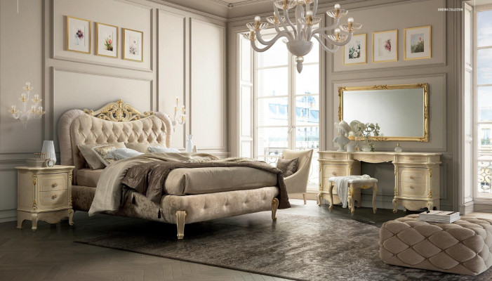 Luxus Chesterfield postel Postele Polštářová postel Dvojitá Italská ložnice Nový