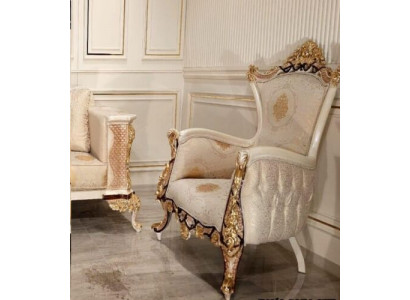 Křeslo do uší Sedačka Sedadlo Luxusní Design Příjemné Křeslo Textilie Baroko Relax Tkanina