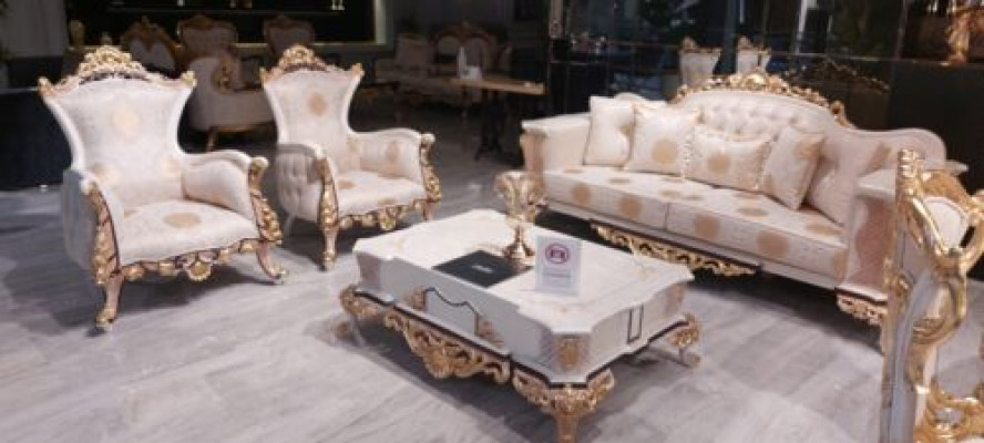 Luxus Chesterfield set 3+3+1 konferenční stůl baroko rokoko sedací soupravy