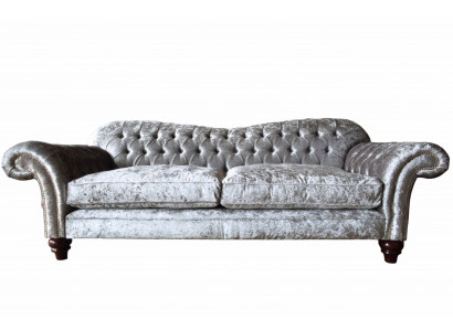 Chesterfield pohovka textilní samet pohovka nábytek design 3místná fialová