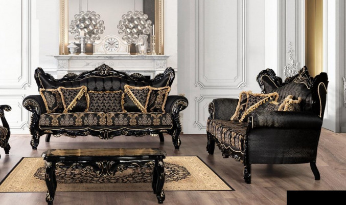 Sofa set 3+3 místný gauč křeslo luxusní souprava setu z polyesterové látky nové