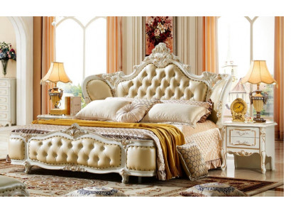 Postele Chesterfield Beige 180x200cm Ložnice Postel Kožená Nová