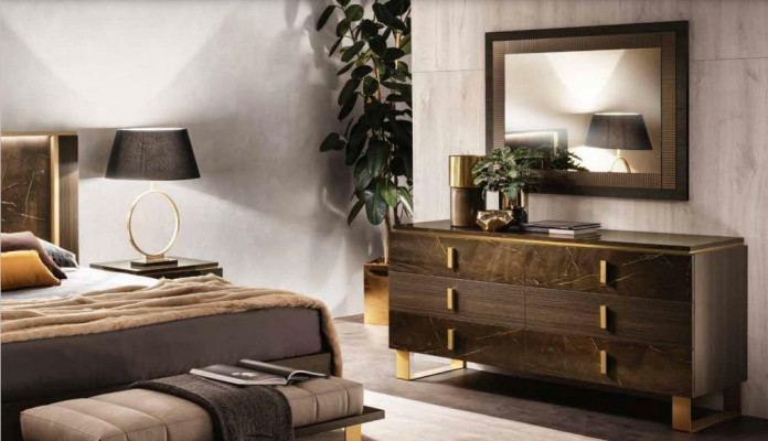 Postel noční stolek komoda 4 dílná ložnice set dekorace design moderní luxus