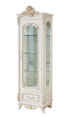 Vitrína Bílá Luxus Obývací pokoj Nábytek Dřevo Design Skleněný skříň Vitrína Klasický