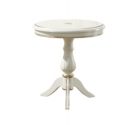 Beistelltisch Bílý Kulatý Klasický Dřevěný Design Nábytek Do Obývacího Pokoje Luxusní Elegantní