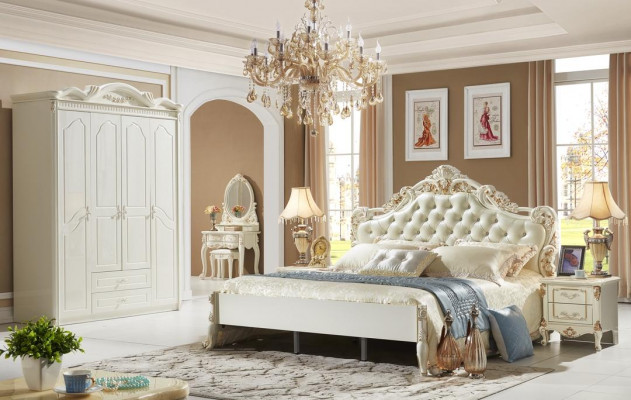 Šatní skříň Bílá Skříň Dřevo Ložnice Design Klasický nábytek