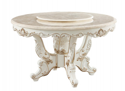Stůl bílý kulatý klasická jídelna luxusní dřevěné stoly elegantní design.