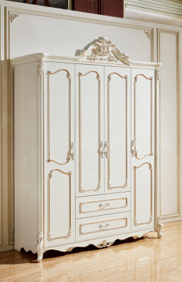 Skříň na oblečení Bílá Elegantní design ložnice Klasické nábytek Luxus