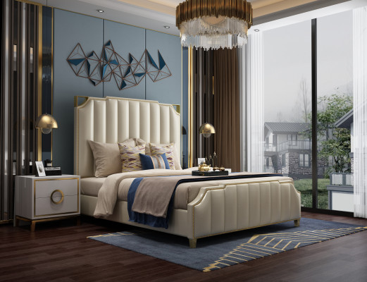Design postel postele 180x200cm Dubai Dvojitý Hotel Dřevo Ložnice Luxus