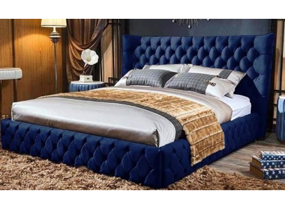 Postele Chesterfield Desi180x200gn manželská postel nábytek čalounění textil modrá postel nová