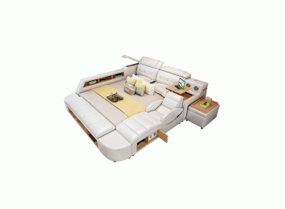 Víceúčelový rám postele 180x200 designový kožený lůžkový rám s čalouněním z kůže.