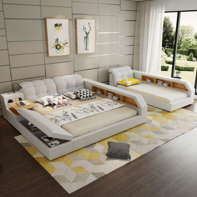 Design kožené postele hotelu s dvojitou poličkou 180x200 multifunkční.