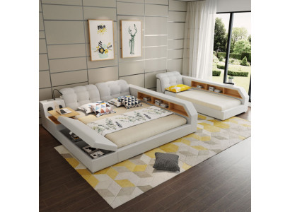 Design kožené postele hotelu s dvojitou poličkou 180x200 multifunkční.