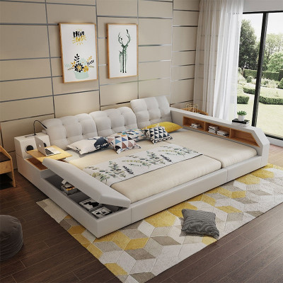 Design kožené postele hotelu s dvojitou poličkou 180x200 multifunkční.