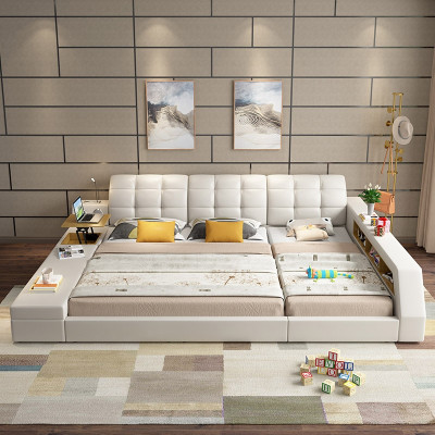 Design kožené postele hotelu s dvojitou poličkou 180x200 multifunkční.