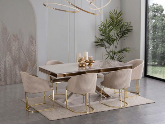 Sloupový stůl jídelní stůl se 6 židlemi židle do jídelny 7 dílná