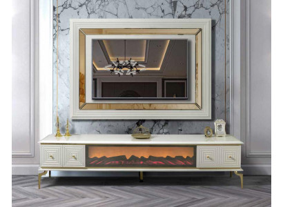 sideboard Schrank rtv mit Kamin Wohnwand Set TV Panel Edelstahl Luxus Möbel skříň se stolem rtv s krbem obývací stěna set TV panel nerezový ocel luxusní nábytek