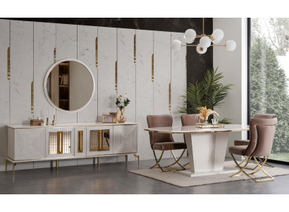 Luxus jídelní kout jídelní set se stolem a židlemi, komoda 7 kusů