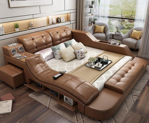 Návrh lůžka XXL velká 180x200cm multifunkční regál z nového kůže pro hotely