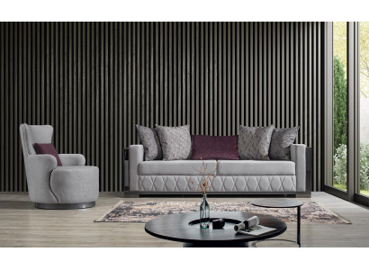 Moderní luxusní sada sedacího nábytku, pohovka, garnitura, pohovky, křesla 3+1 místná, látkový design.