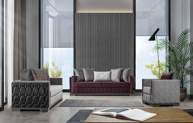 Stříbrná sedací souprava pohovka sedáky sedací souprava 3+1 sedačky