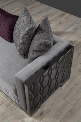 Luxus pohovka třímístná sedací soupravy šedá obývací pokoj potah látkový design