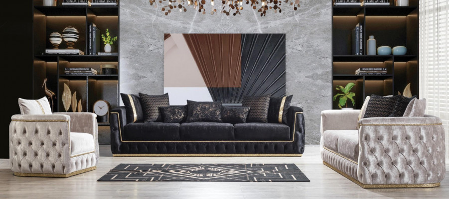 Třísedák 3místné sedačky Potahové pohovky Chesterfield s textilií