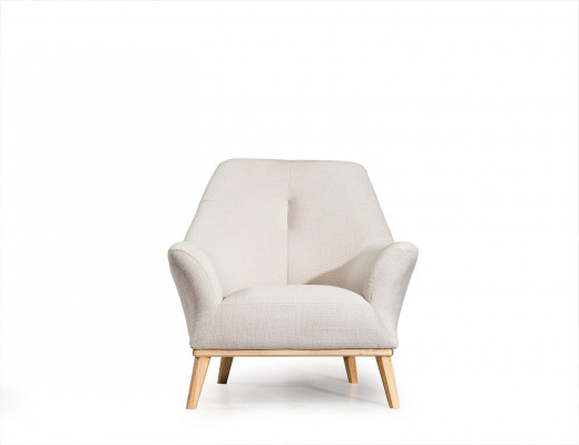 Relaxační klubové křeslo pro jednu osobu, bílé, luxusní designové nábytek do obývacího pokoje, textilní.