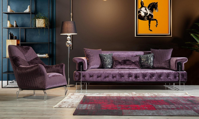 Křeslo jednolůžkové 1místné potahové sedadlo designové sedadlo lila moderního potahu