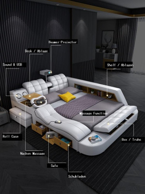 Postel Multifunkce Postele televizní projektor USB LED Masážní funkce Hotel Luxus