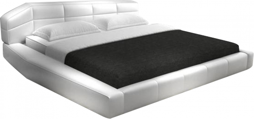 Moderní hotelový rám lůžkového pokoje s luxusním koženým designovým manželským lůžkem.