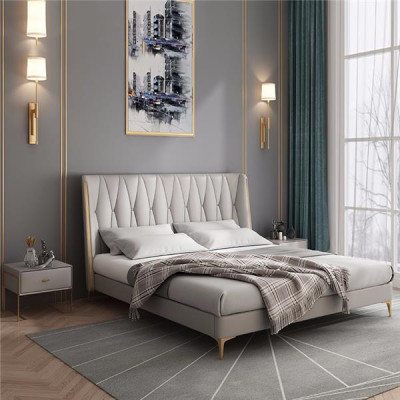 Hotel Luxus Design Betten Polster Metall Leder Schlafzimmer Edelstahl