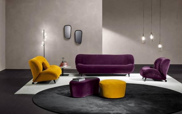 Moderní sedací souprava 3+2 sedačka Křesla x2 Puf Designer sofa-set Stylový nábytek do obývacího pokoje