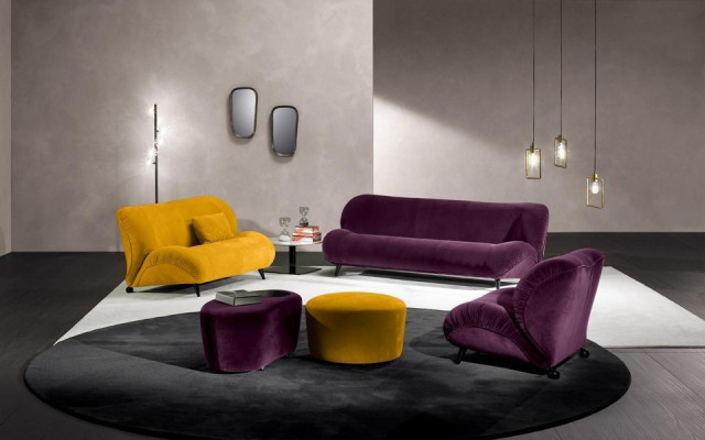 Moderní sedací souprava 3+2 sedačka Křesla x2 Puf Designer sofa-set Stylový nábytek do obývacího pokoje