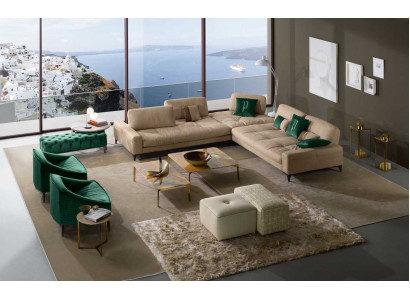 Kůže L-Forma Luxus Sofas Rozkládací Pohovky Růžek Rohová Pohovka Italský Nábytek