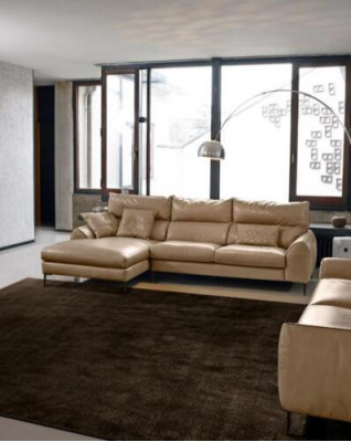Ecksofa L-Form Obývací pokoj Pohovka Křeslo Čalouněný rohový Set Beige Kůže Nové