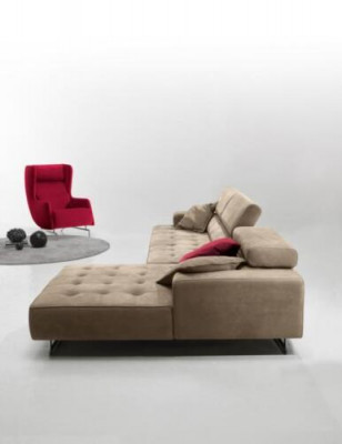Ecksofa Kožená Moderní Luxusní Pohovka L-Formace Rozkládací Pohovka Židle Šedá Nová