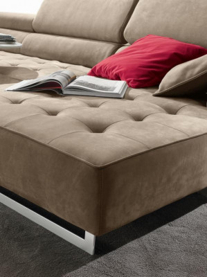 Ecksofa Kožená Moderní Luxusní Pohovka L-Formace Rozkládací Pohovka Židle Šedá Nová