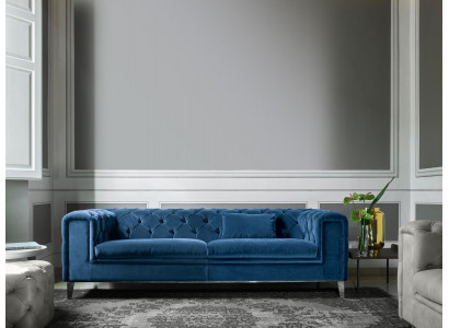 Pohovka 3místná Modrá Luxus Textil Obývací pokoj Design Italský nábytek