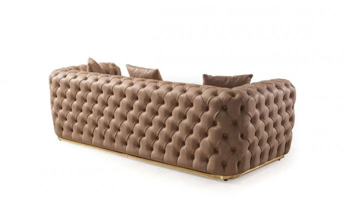 Chesterfield sada sedacího nábytku 3+3+1+1 - sestava: sofa, křeslo, sedací souprava, pohovka, křesla, kožené, béžové